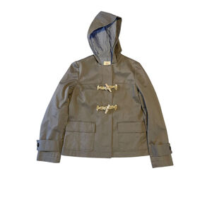 Brooks Brothers Jacket Womens 6 Khaki Hooded Toggle Duffle Coat Rainwear